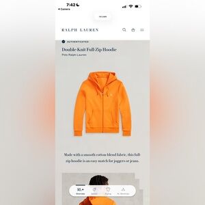 Ralph Lauren Bright Orange Double-Knit Hoodie